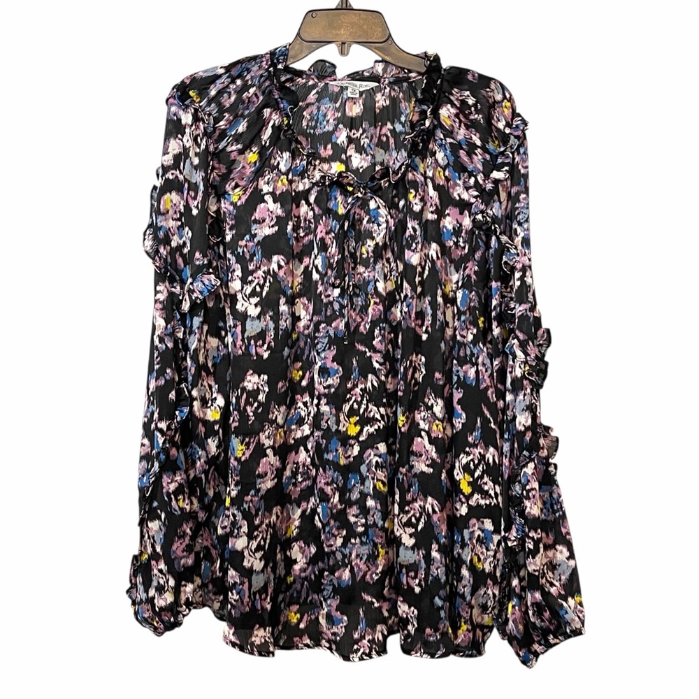 Whimsigoth Sheer Floral Ruffles Top